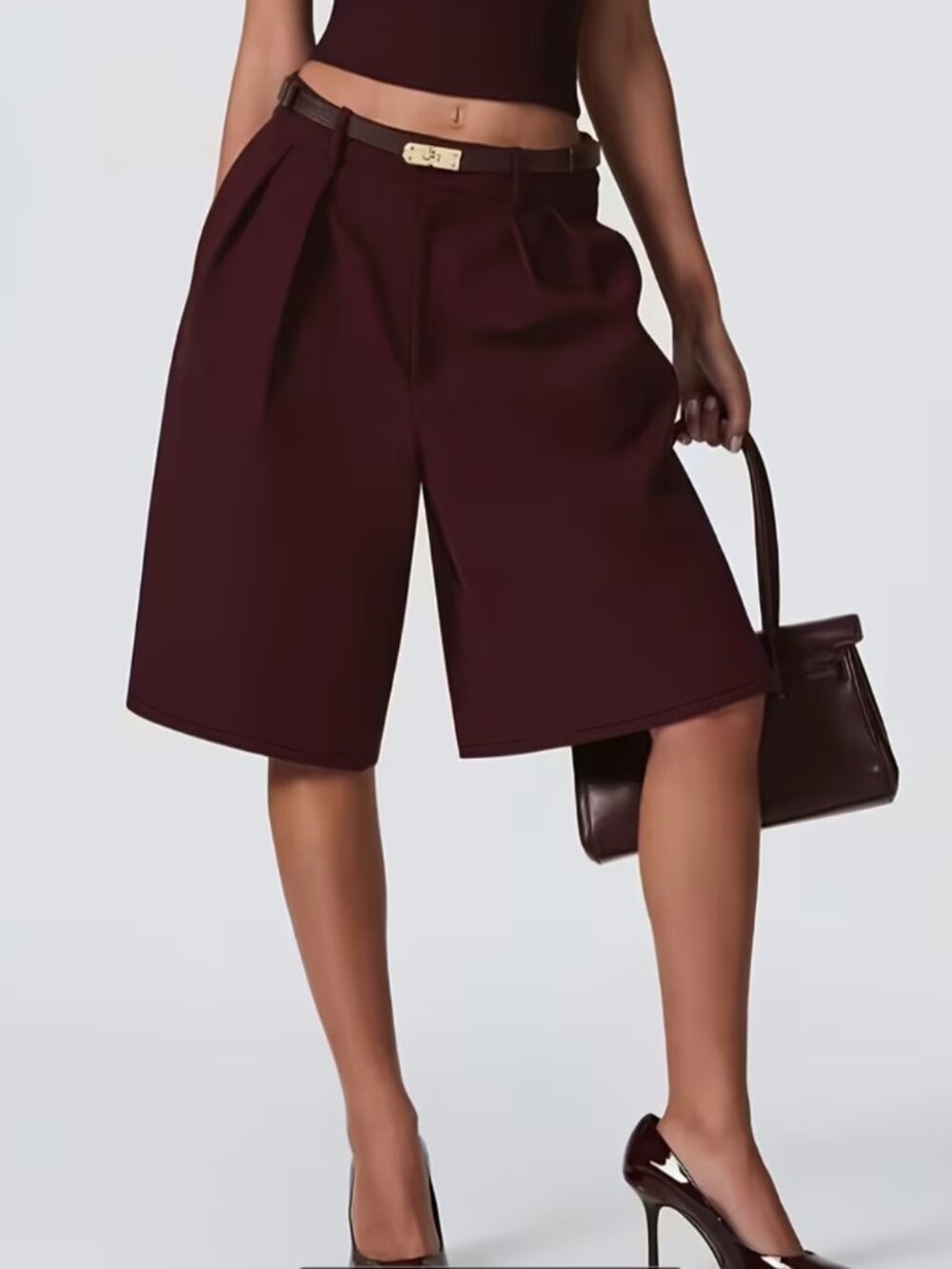 Women'S Solid Color Slant Pocket Casual Wide-Leg Shorts - Elegant Collection,